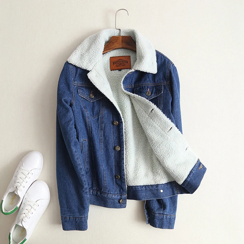 

New 2018 Fashion Autumn Winter Women Warm Jean Coat with Hooded Solid Thicken Jeans Coat Outwear Wide Denim Jacket L0821