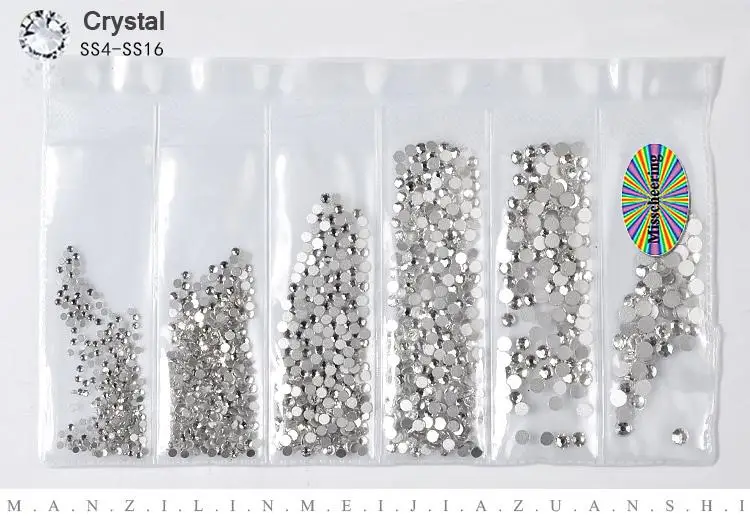 1 упаковка стеклянные стразы для ногтей разных размеров SS4-SS20 украшения для ногтей камни блестящие драгоценные камни аксессуары для маникюра 20 цветов - Цвет: 14 Crystal