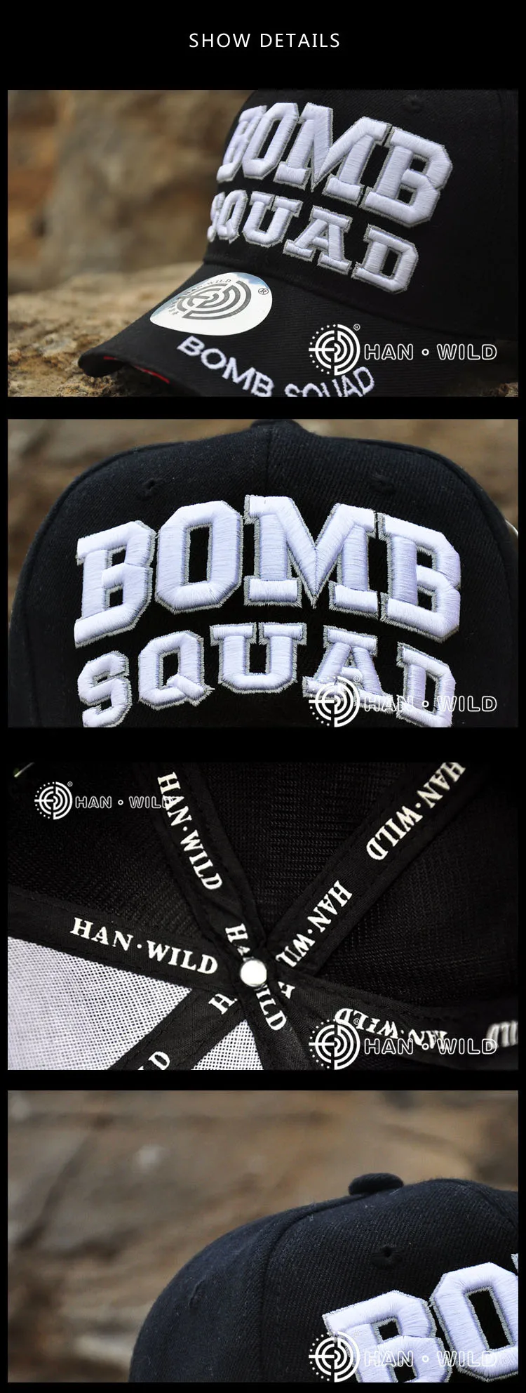 [Отвергать подделки] натуральная бейсбольная кепка HANWILD BOMB SQUAD s, армейская тактическая Кепка для мужчин и женщин, бейсбольная кепка с вышитыми буквами для полиции