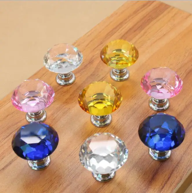 30mm Crystal glass ball Knobs Cupboard Pulls Drawer Knobs Kitchen