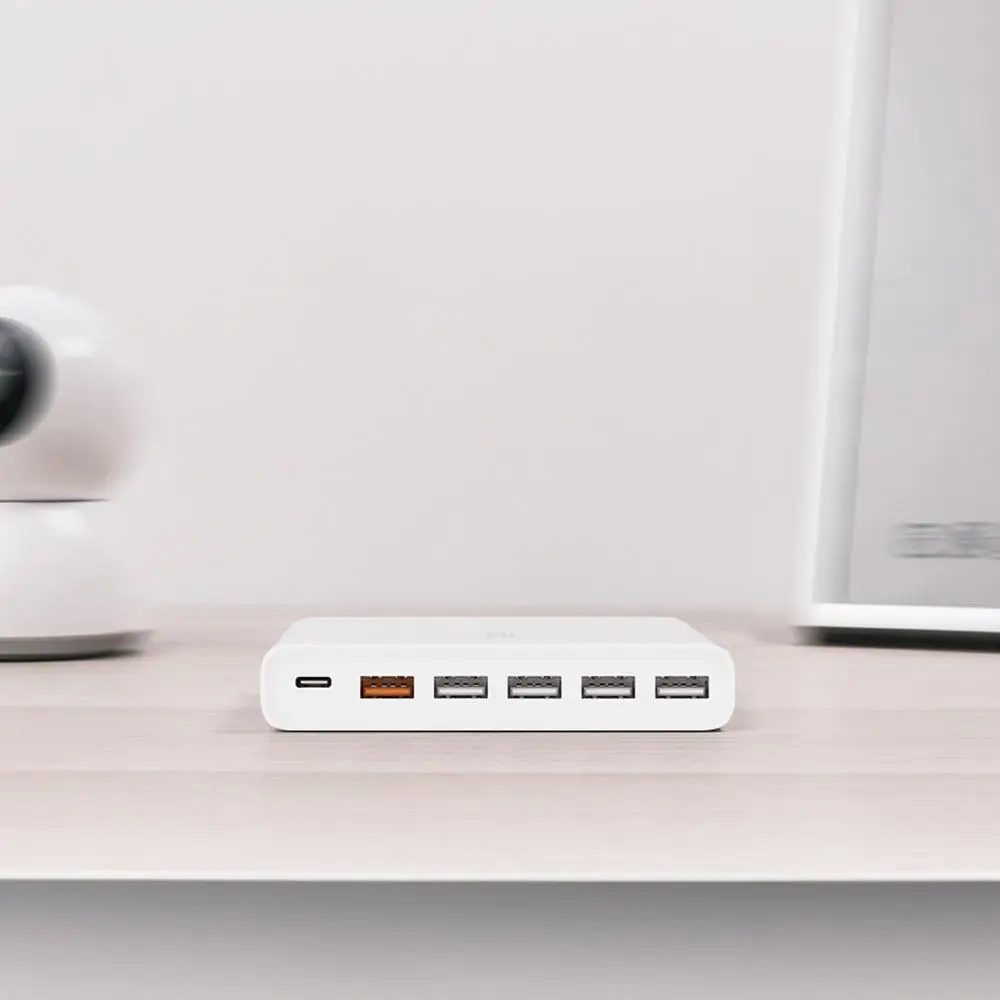 Оригинальное быстрое зарядное устройство XIAOMI QC3.0 телефон смарт-устройство 110-240 в 60 Вт 5 USB 1 Порты type-C QC 3,0 выход USB-C для Iphone, Ipad
