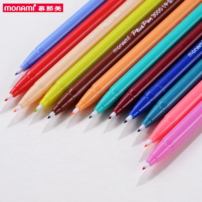 Monami Plus Pen-学校用ファイバーチップ付き水彩ペン,3000,12/24/36色,0.3mm