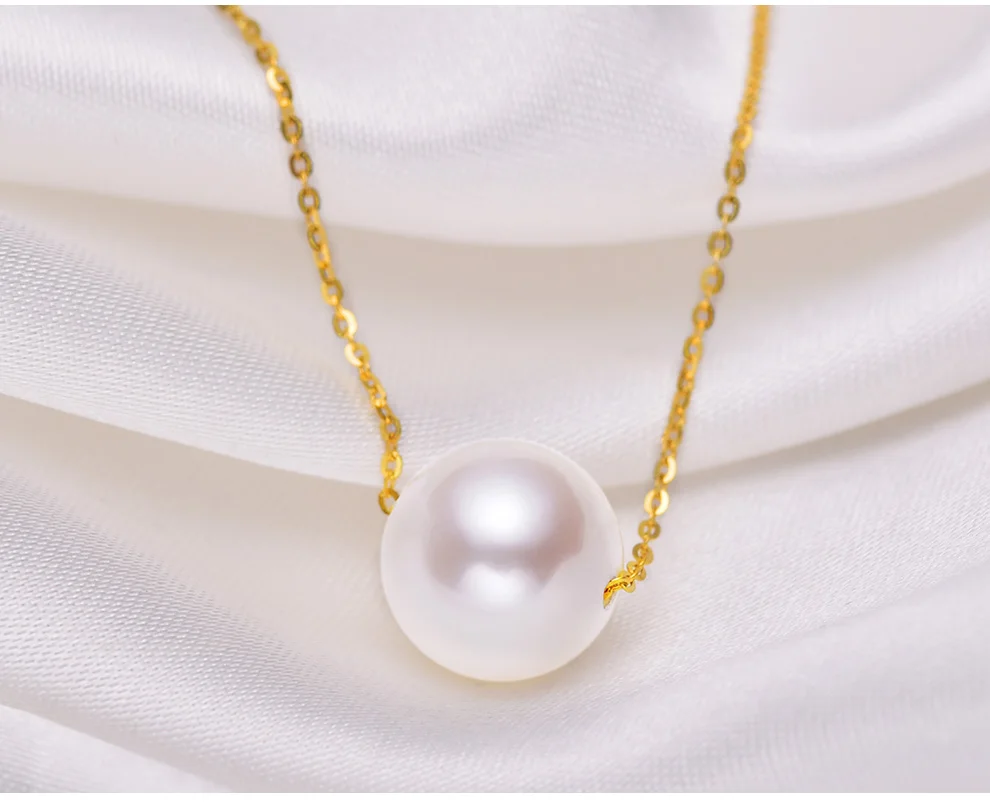 YS 18 К золото Au750 6-6,5 мм настоящий культивированный жемчуг одинарная цепочка с жемчужным кулоном Ожерелье для женщин