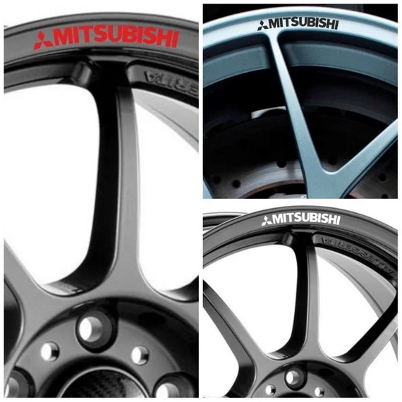 

For x8 Logo Rims Alloy Wheel Decals Stickers Graphics Lancer Evo Ralliart Outlander Asx L200 i-Miev Mirage - All Models