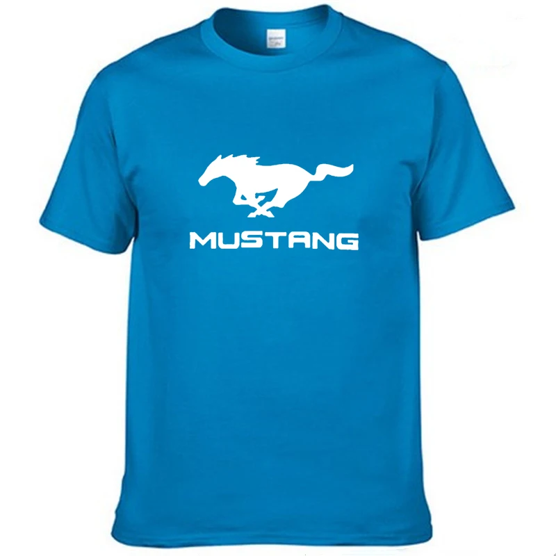 Футболка мужская с логотипом машины Mustang повседневная тенниска из хлопка