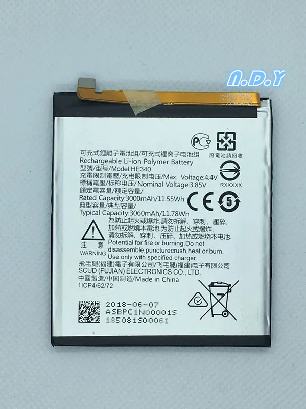 

Original HE340 3000mAh Battery For Nokia 7 Nokia7 HE 340 Batteries Bateria