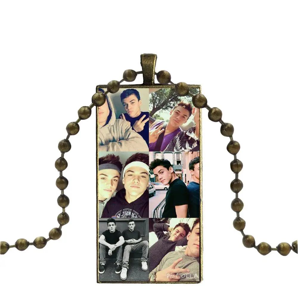 Dolan Twins коллаж рисунок ожерелье модная Длинная цепочка с прямоугольным ожерельем