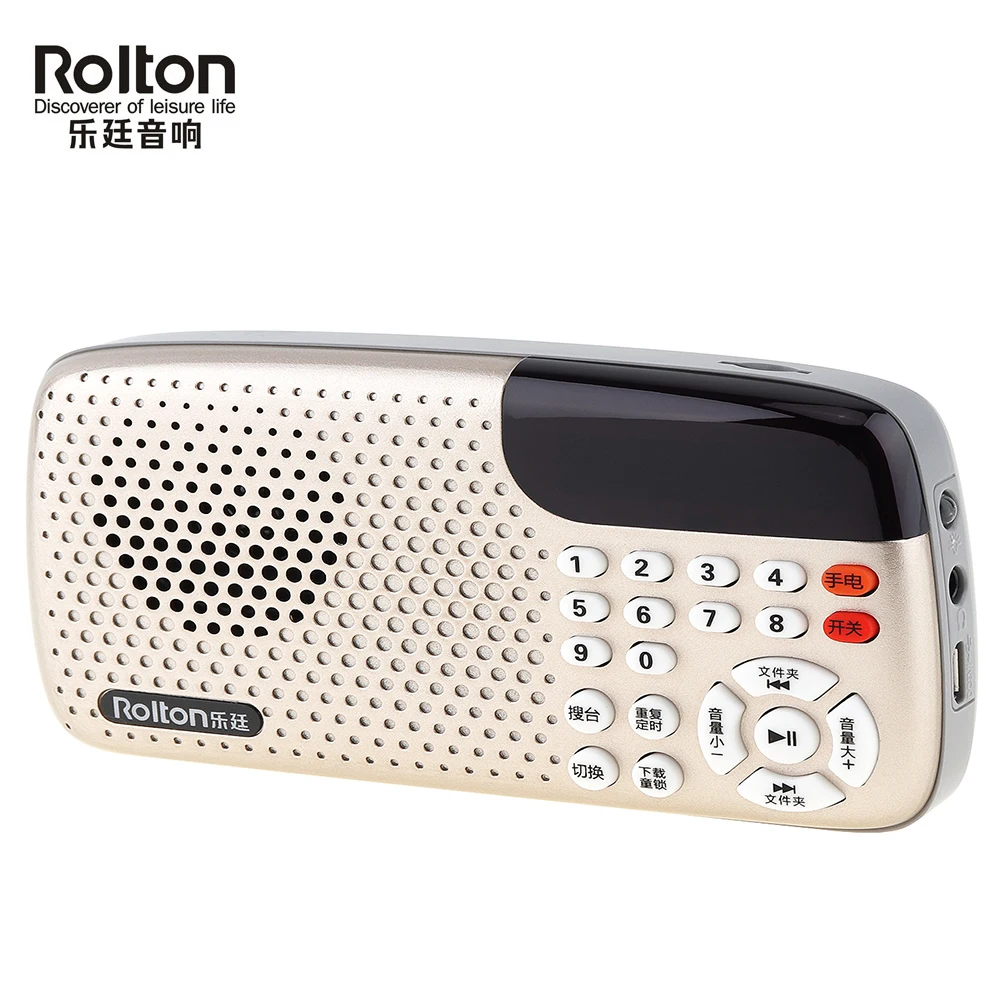 

Rolton W105 Mini USB FM Radio Speaker with LED Display MP3 Music Player / Torch Lamp / Money Verify for Older / Children