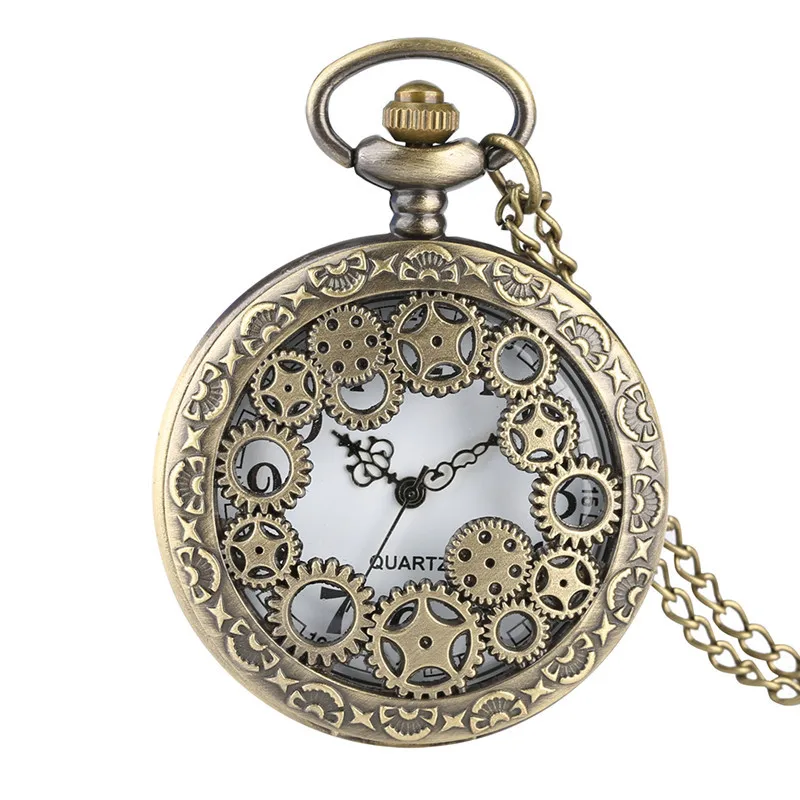 

Watch Pocket Unique Gear Design Shell Quartz Pocket Watch Analog Pendant for Boy Delicately Carved Gift for Pocket Watch