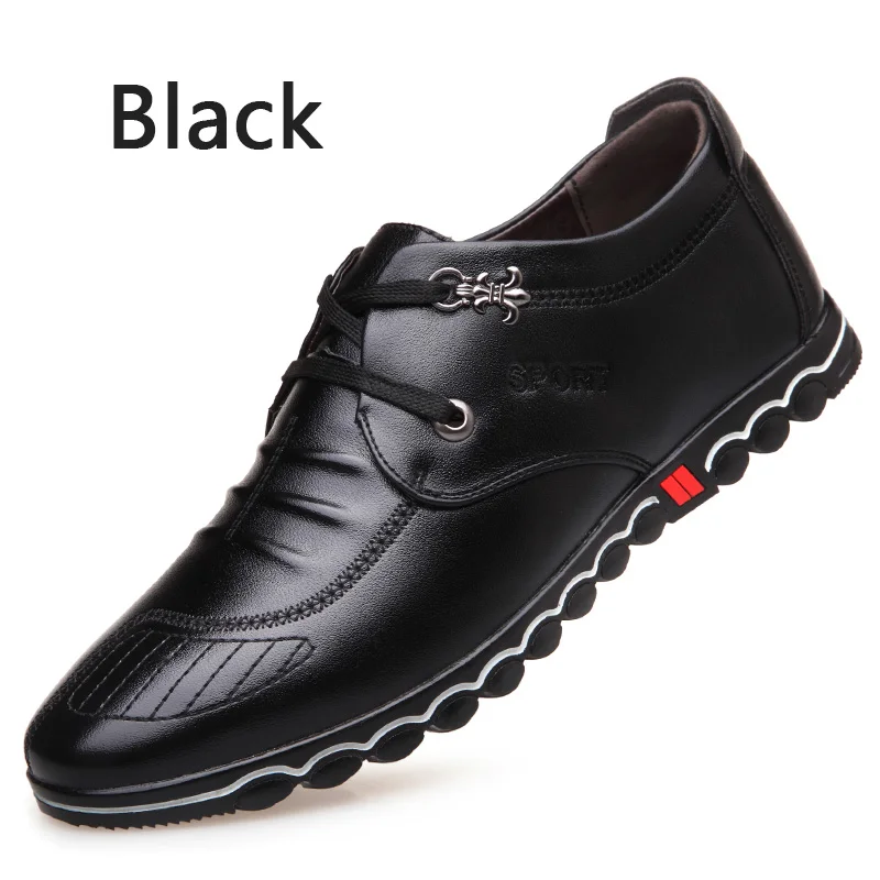 BIMUDUIYU/Коллекция года; сезон весна; модная новинка; мягкая удобная мужская повседневная обувь из волокнистой кожи; обувь для вождения на плоской подошве со шнурками - Цвет: Black