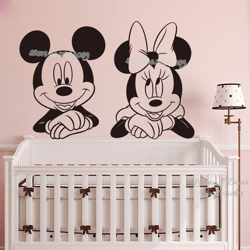 Cartoon Minnie Mouse Wall Decal Family Mouse wall Sticker Kids Room