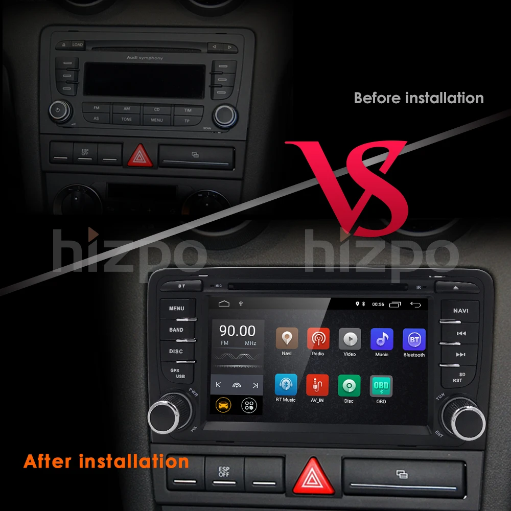 Cheap quad core 2 din Android 9.0 Car GPS Navigation for Audi A3 (2003-2011) Stereo Sat Nav DVD Screen Mirroring/DAB+4G WIFI autoradio 5