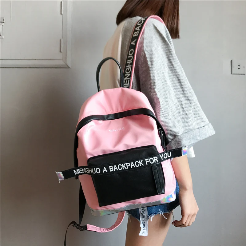 2017 Hot Women Laser Backpack School Bag For Teenage Girls PU Leisure Style Letter School Bagpack Casual Bag Travel Bag Mochila (51)
