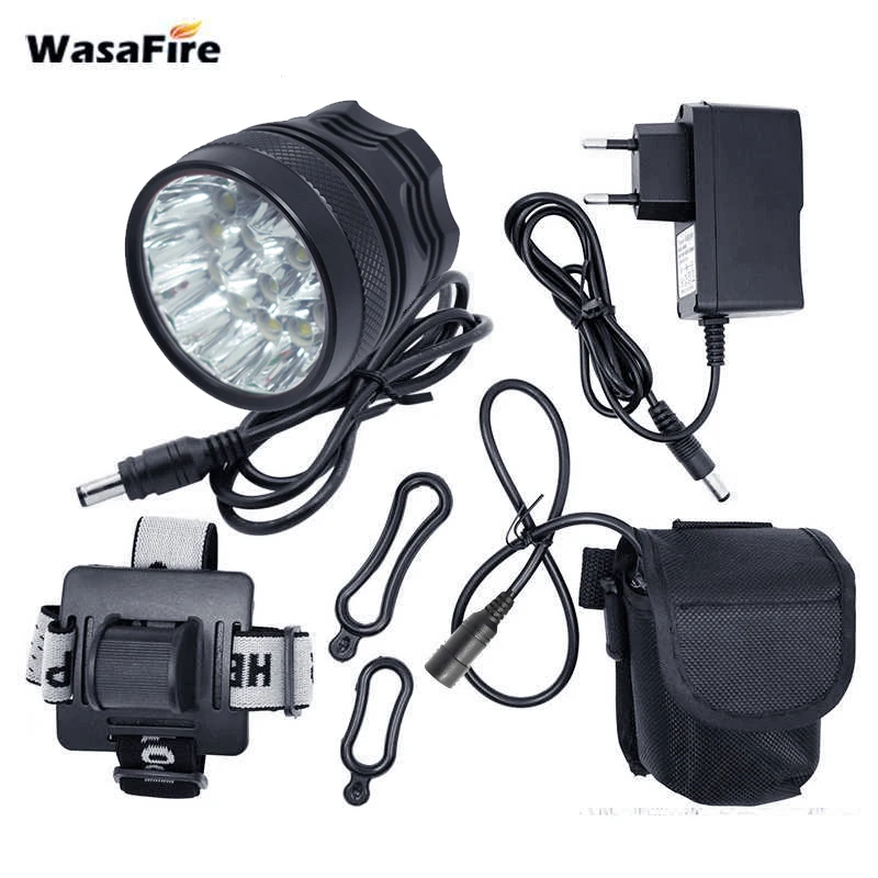 WasaFire 20000lm 15 * T6 светодиодный светильник велосипедный передний с батареей фара для