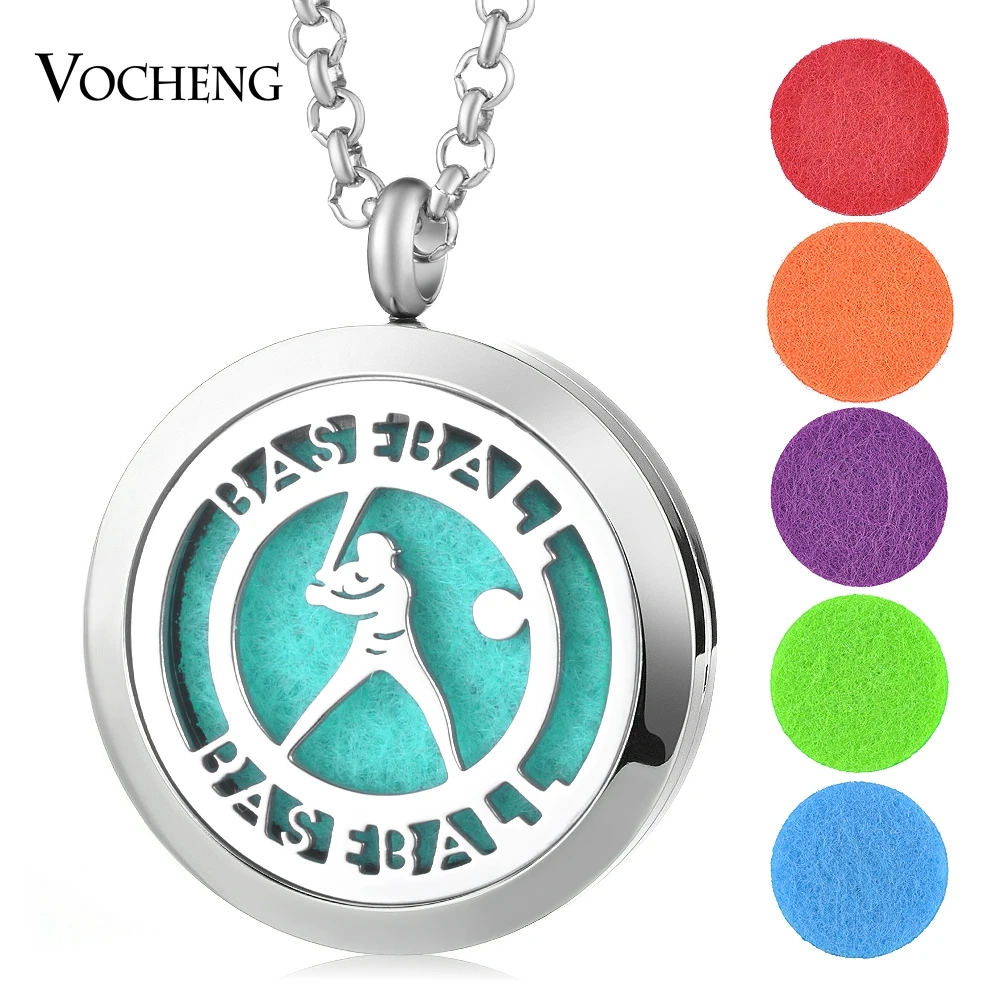 

10pcs/lot 30mm Perfume Locket Jewelry Pendant baseball 316L Stainless Steel Magnetic locket without Felt Pads VA-412*10