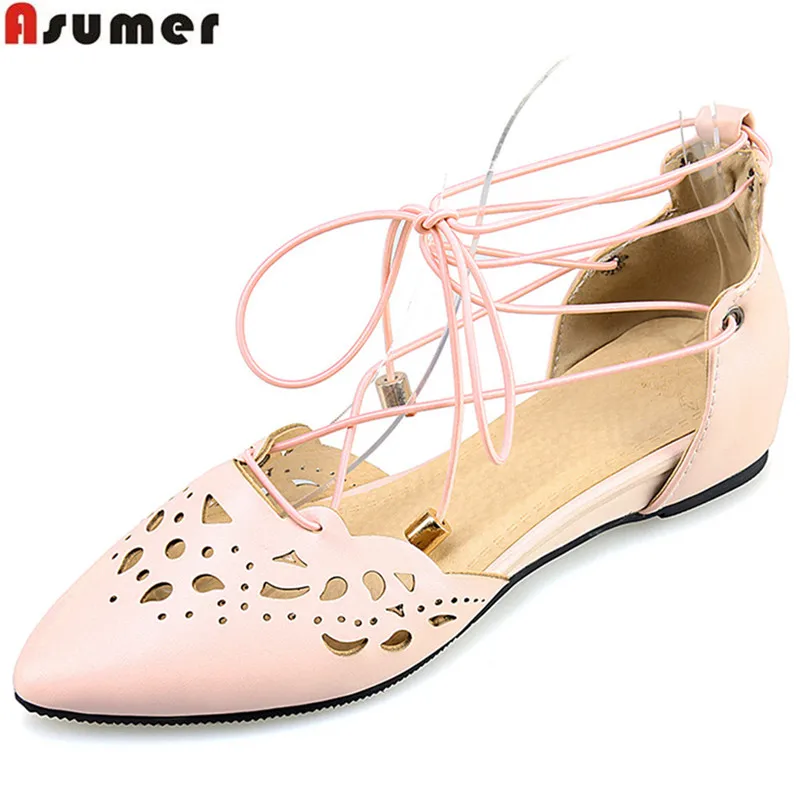 

ASUMER black pink fashion summer ladies shoes pointed toe cross tied casual shoes woman 2018 new arrival women sandals