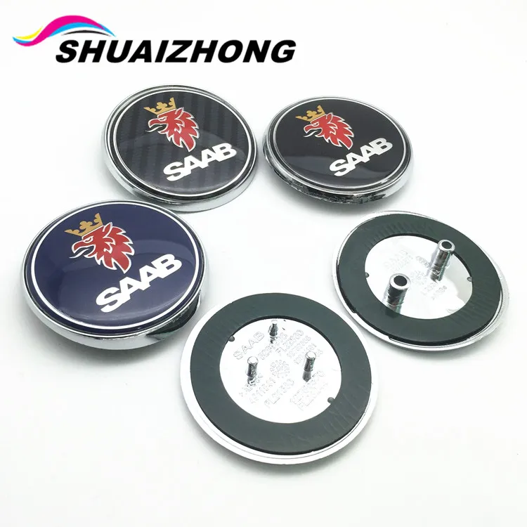 

1pcs or 2pcs 68mm auto car front hood bonnet badge logo car rear boot Truck badge logo for saab 03-10 BJ SCS 9-3 9-5 9-2x 9-5x