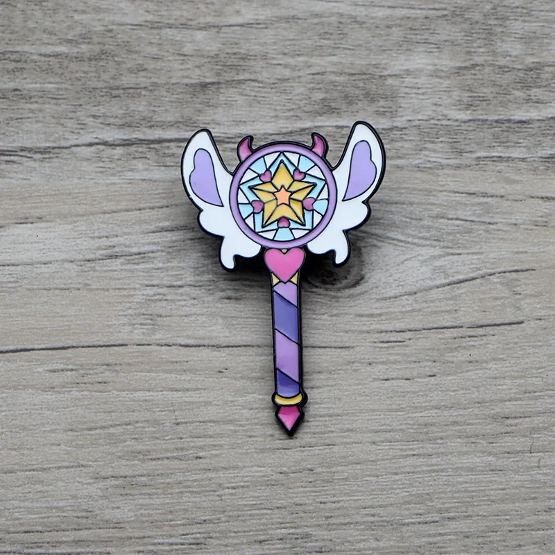 

L1382 Butterfly Princess Magic Wand Metal Brooches and Pins Enamel Pin for Backpack/Bag Badge Brooch Collar Jewelry