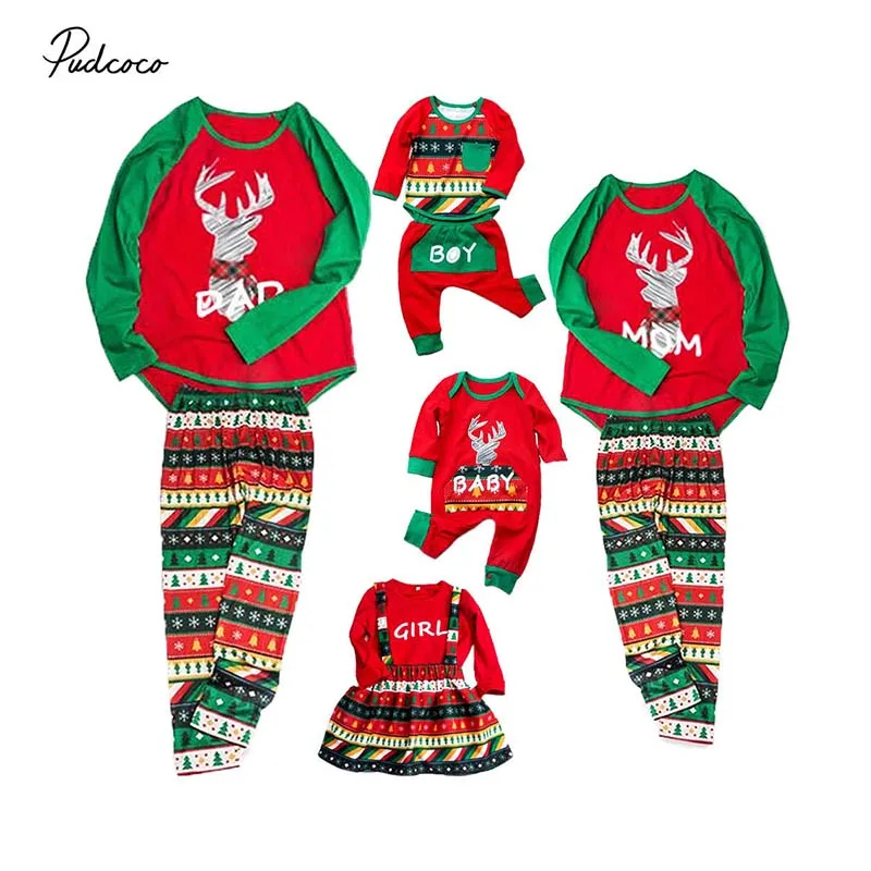 Christmas Toddler Kids Baby Girls Boy Xmas Santa Elk Pajamas Sleepwear Nightwear