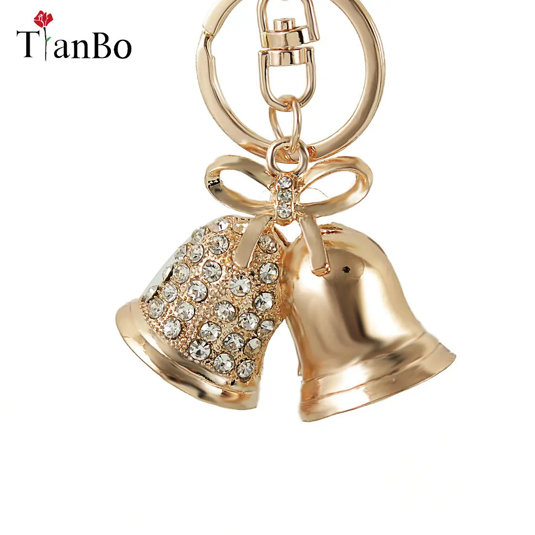 

Christmas Golden Bells Keychain Fashion Crystal Rhinestone Jingle Bell Christmas Key Chains Rings Women Girls Car Bags Xmas Gift