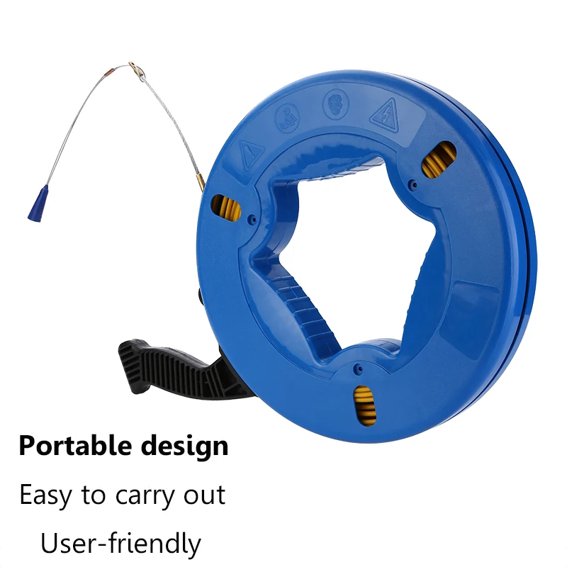 New Cable Fiberglass Fish Tape Reel Puller Nylon Metal Wall Wire