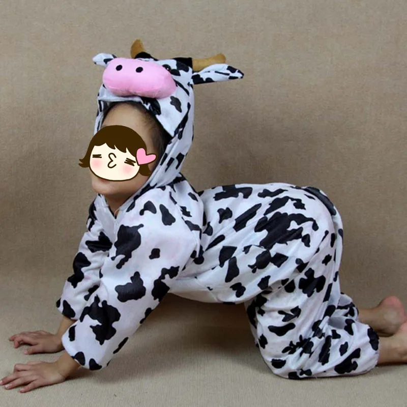 Kids Milk Cow Cosplay Clothing Jumpsuits Boy Girls Cartoon Animal Carnival halloween costume for kids Christmas