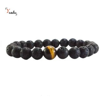 

12pcs/lot Lava bracelet Yoga good luck elastic bracelet gift for him gift for her Essential Oils lava Beaded bracelet