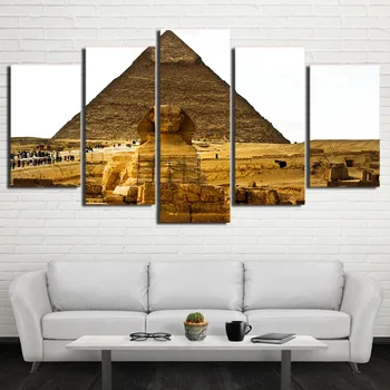 

Canvas Modern Painting HD Home Decoration Poster Wall Art 5 Panel Ancient Egypt Pyramid Living Room Printed Pictures Frame