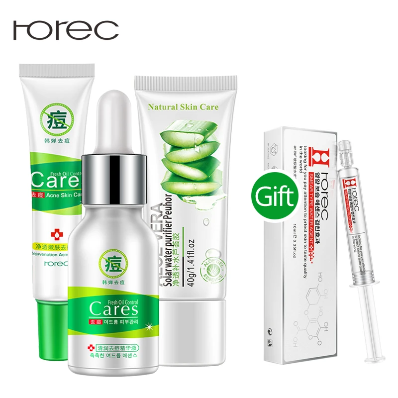 

ROREC Acne Treatment Face Cream Set+Hyaluronic Acid Essence Treatment Anti-Acne Scar Removal Whitening Moisturizing Skin Care