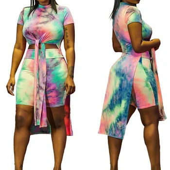 

Print Bandage Crop Top Sexy Summer Women Two Piece Sets Plus Size Irregular Blouse Shorts Set Casual Club Festival Rompers 2019