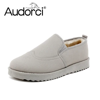 

Audorci 2018 Winter Men Casual Shoes Male Fashion Keep Warm Shoe Man Lightweight Plus Velvet Flats Shoe Size 39-44 With Fur
