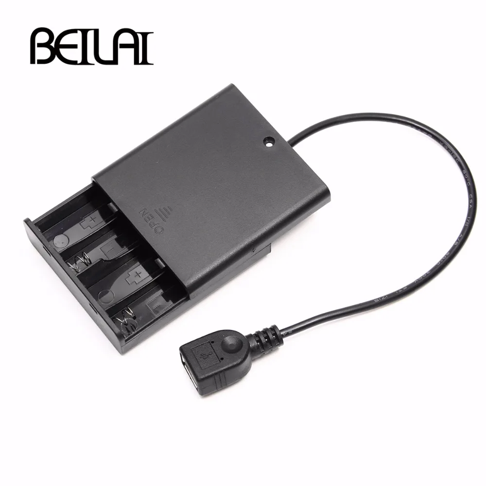 4pcs AA Battery Compartment Lid With switch and USB Female For USB 5V