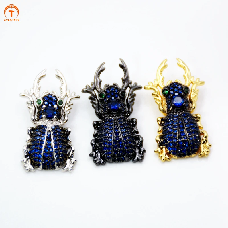 Аса & TESS Sapphires подвеска с голубым кубическим цирконием в стиле жука микро закрепка