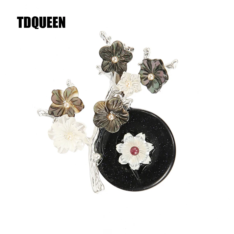 

TDQUEEN Brooches For Women Natural Shell and Stone Pins and Brooches Top Quality New Brand Style Elegant Large brooches Jewelry