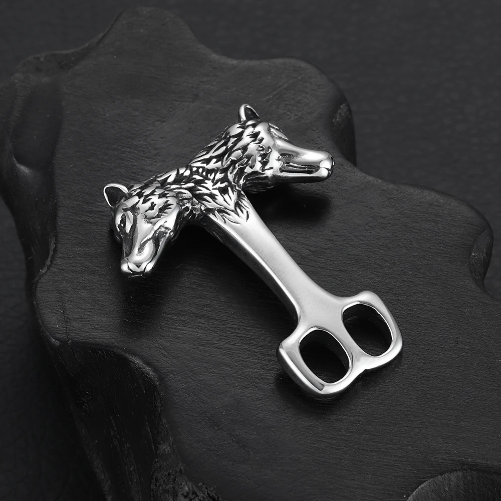 

Stainless Steel Wolf Hooks Double Hole 5mm Viking Bracelet Clasp Jewelry Making Findings DIY Supplies Accessories Wholesale