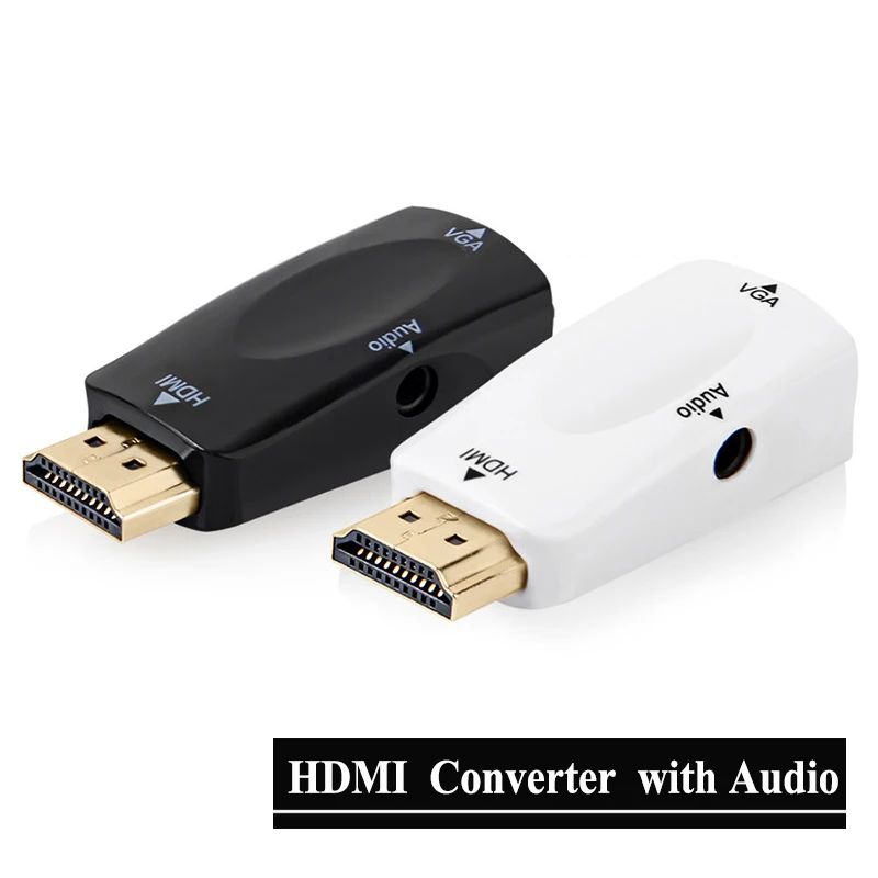 

HDMI to VGA Converter With Audio Cable Male to Female for PC Laptop Tablet Support HDTV Adapter