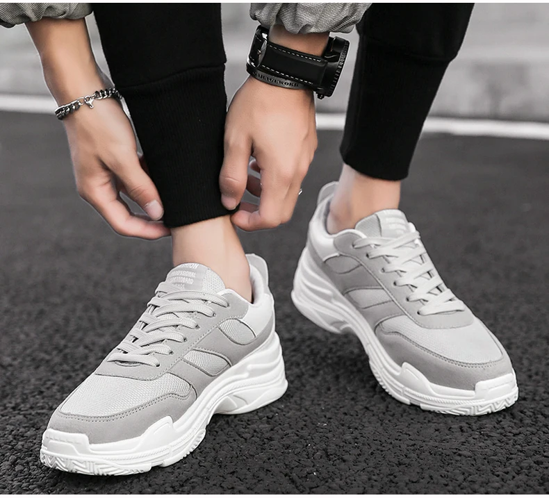 Men's Casual Shoes Chunky Sneakers' Platform Breathable Shoes Men Sneakers Classic White Trainers Sneakers With Platform Spring (8)