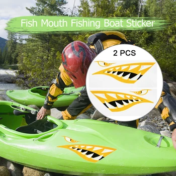 

2019 New 2PCS Fish Mouth Sticker Fishing Boat Canoe DIY Cartoon Paste Painting Sticker Car Truck Kayak Graphics Accessories