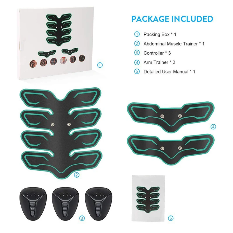 Body Massage Muscle Stimulator Abdominal Hips Slimming Training Exerciser Fitness Toner Belly Leg Arm Exercise Workout Equipment