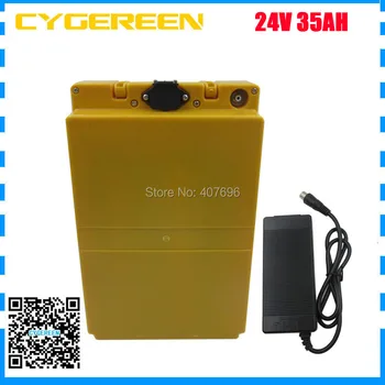 

24Volt Battery 24V 35AH lithium battery 24V electric bike battery 35AH with yellow case with 30A BMS 29.4V 3A Charger free ship