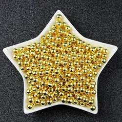 Gold - Colored Silver Plated Round Beads for Jewelry Making and DIY Accessories (Plating Gold)