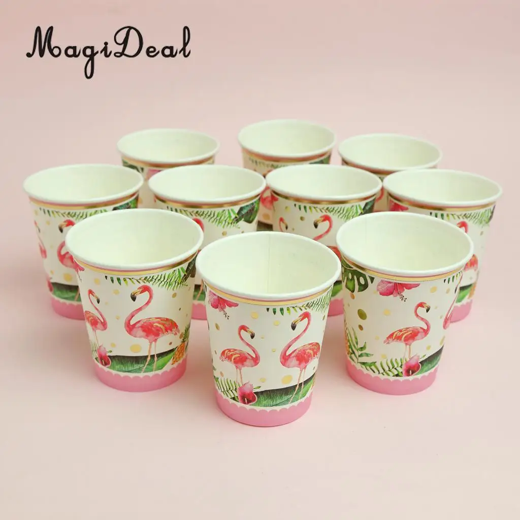 10pcs Tropical Flamingo Paper Disposable Cups Birthday Party Tableware Decor