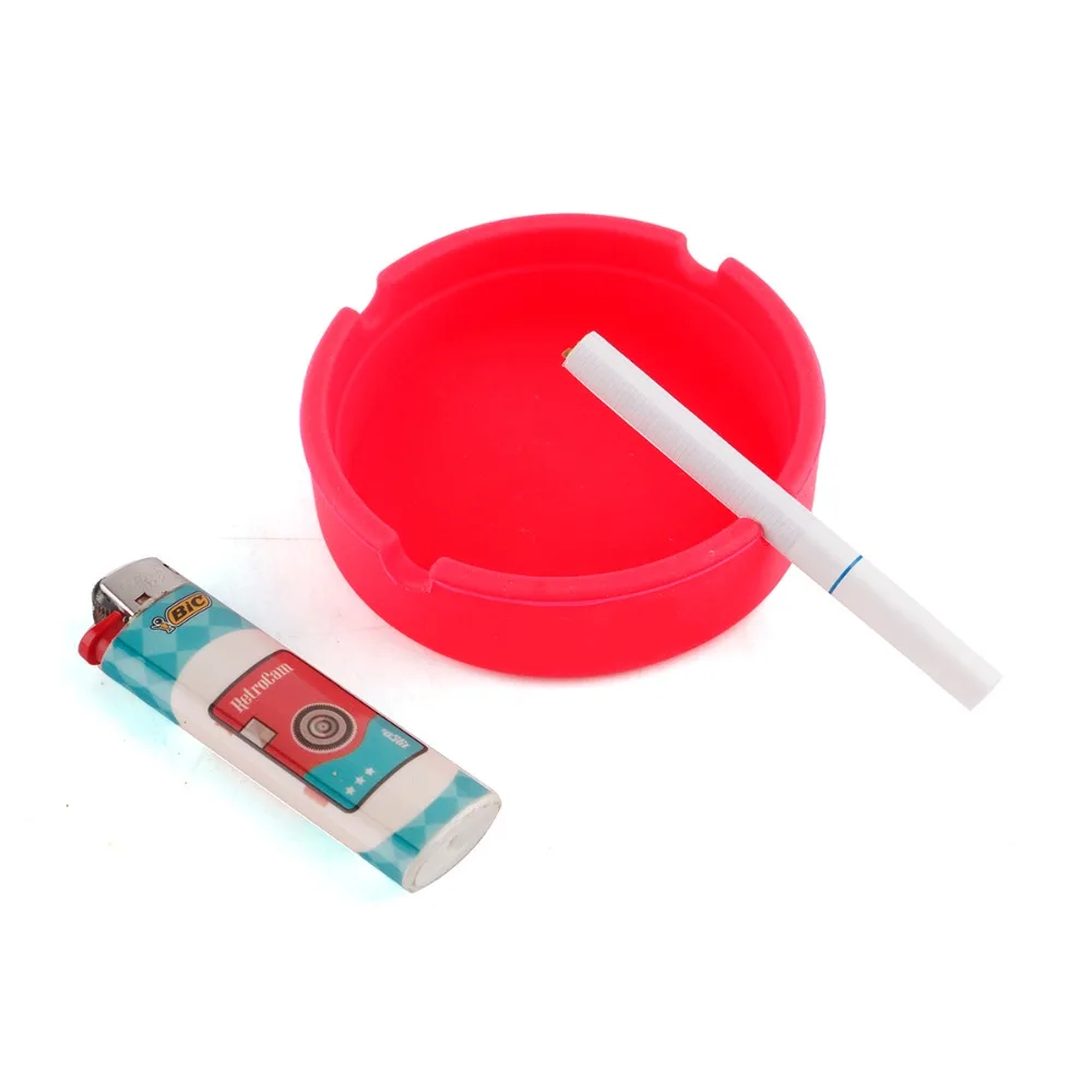 

Portable Colorful Rubber Silicone Round Ashtray Soft Eco-Friendly Ash Tray Holder High Temperature Smokeless Gift For Men