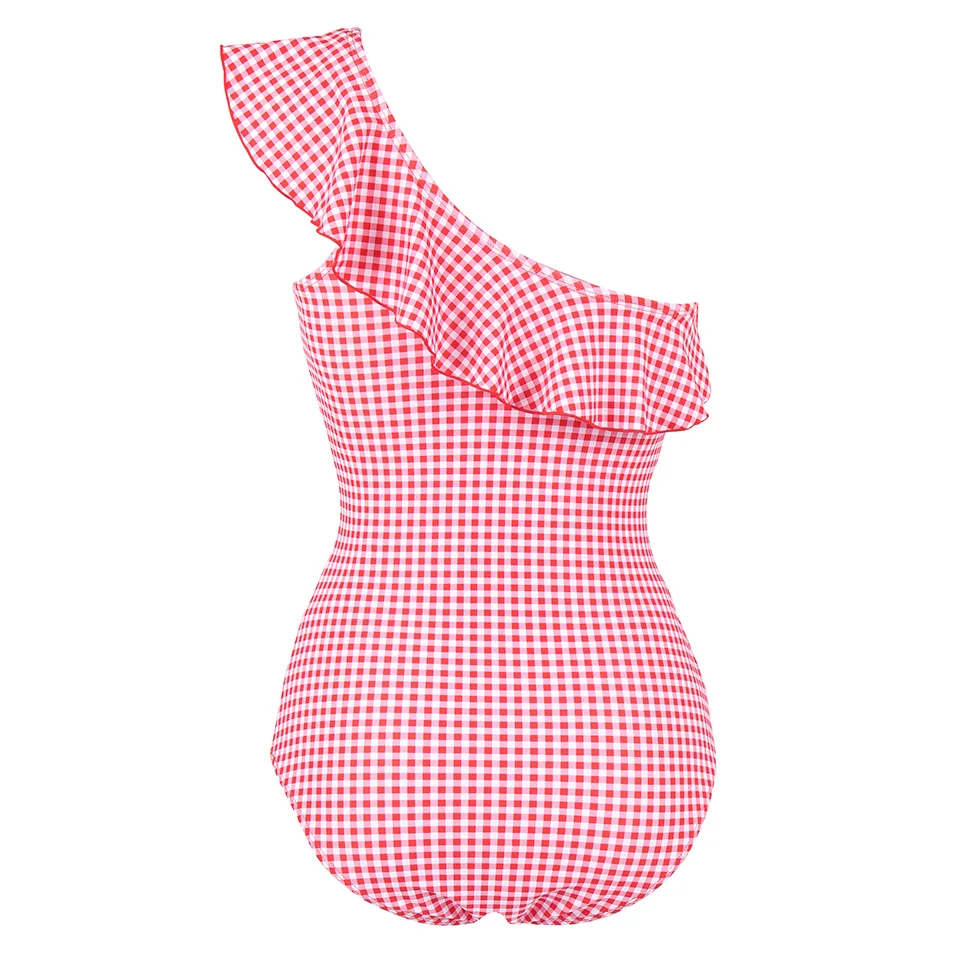 Billig TQSKK 2019 Falbala Bademode Frauen Rüsche Einteilige Badeanzüge Weiblichen Badeanzug Sommer Strand Tragen gitter Badeanzug Monokini