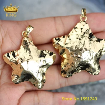 

5PCS Gold Star Pendants Jewelry Making,Titanium Black Tourmaline Stones Stars Charms Handmade Necklace Findings Wholesale DSS180