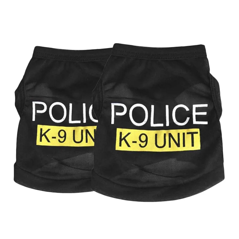 

Pet Product Dog Puppy Clothes Police Printed Vest Costumes Summer Coat Letter Printed Outerwear Tshirt