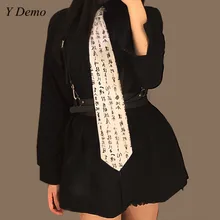 Harajuku китайский стиль печати галстук Повседневный Ретро галстук каллиграфия