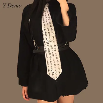 

Harajuku Chinese Style Printing Necktie Casual Retro Calligraphy Tie