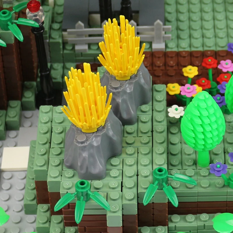 Городской блок MOC Mini City Bush деревья трава растения светильник Строительные блоки