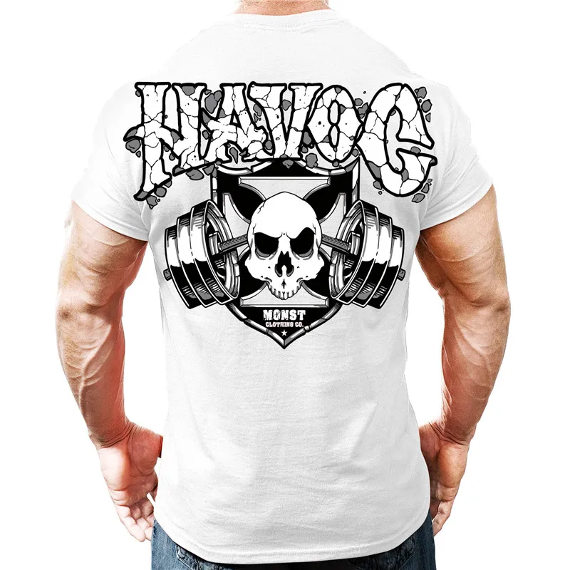 

2019 new Men's Stretch Fitness Bodybuilding T-Shirt Letters Printing CrossfitsStreetwear Workout Slim Gyms Short Sleeve Tee Tops